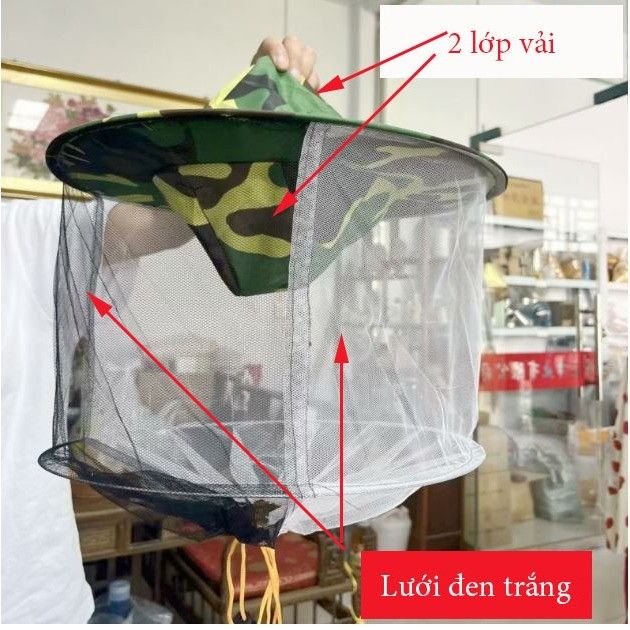 Mũ bảo hộ thăm ong 2 lớp,chống ong đốt,chống côn trùng - Ảnh 5